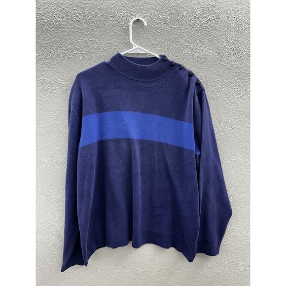 Polo by Ralph Lauren Womens Top Size Large Blue Mock Neck Long Sleeve Vintage - Picture 1 of 10